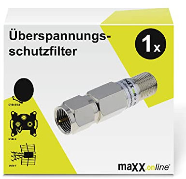 maxx.onLine® 1x Überspannungsschutz Filter, Blitzschutz, Kurzschlussschutz, SAT-, Kabel-TV, DVB-C, DVB-S, DVB-T