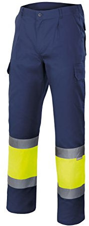 Velilla 156 - Pantaloni alta visibilità (Taglie L) colore blu marino e giallo fluo