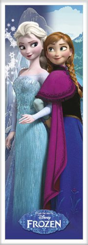 Frozen - Disney Anna and ELSA - Türposter Plakat - Größe 53x158 cm + Wechselrahmen, Shinsuke® Maxi Kunststoff Weiss, Acryl-Scheibe