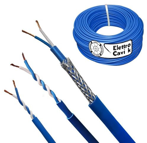 Elettrocavi K - CAVO VIDEOCITOFONO 2x1 mm² 2 FILI TWISTATO BIPOLARE 2 POLI PROFESSIONALE UNIVERSALE MADE IN ITALY 50 METRI