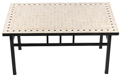 albena Marokko Galerie 15-128 Yena Mosaiktisch Couchtisch 60x100cm (Yena: Natur/Weiss/schwarz)