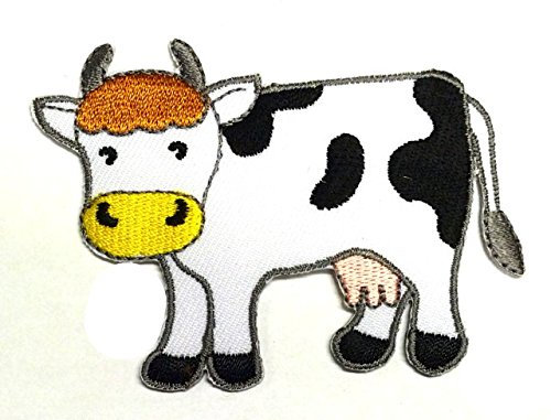Aufnäher Bügelbild Aufbügler Iron on Patches Applikation Sticker Kuh 8 x 5,8cm
