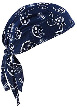 Ergodyne - 12480 Chill Its 6615 Dew Rag, Lined with Terry Cloth Sweatband, Sweat Wicking, Navy Western