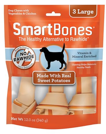 SmartBones Large Chews, Treat Your Dog to a Rawhide-Free Chew Made With Real Meat and Vegetables 3 Count (Pack of 1)