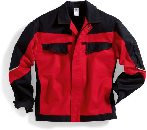 BP 1607-559-81-52/54n Arbeitsjacke, Verdeckter Reißverschluss und Taschen, 245,00 g/m² Stoffmischung, rot/schwarz, 52/54n