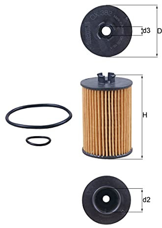MAHLE OX 382D Ölfilter Filtereinsatz 56MMu.a. passend für MERCEDES B-KLASSE Sports Tourer (W245)