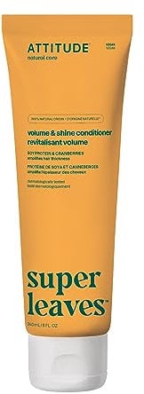 ATTITUDE Volume and Shine Hair Conditioner, For Thin Hair, Naturally Derived Ingredients, Vegan Detangler, Dermatologically Tested, Soy Protein & Cranberries, 240 mL