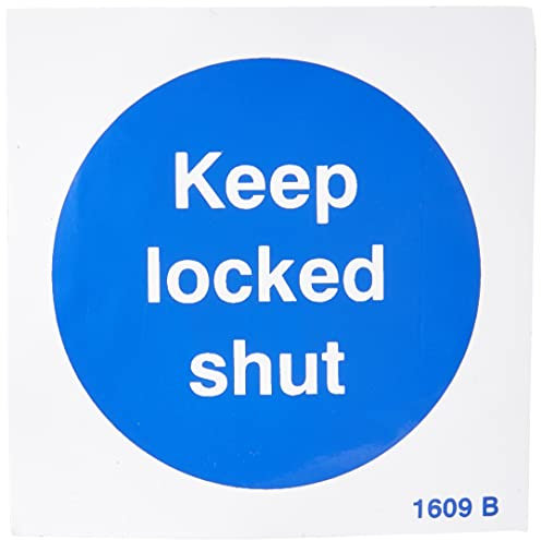 Caledonia Signs 21609B Keep Locked Shut Sign, Self Adhesive Vinyl, 80 mm x 80 mm