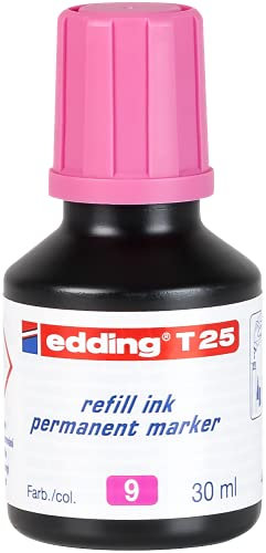 edding T 25 recharge encre marqueur permanent - rose - 30 ml - avec système de distribution goutte à goutte, pour recharger rapidement presque tous les marqueurs permanents edding.