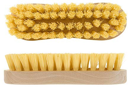 Elliott Wooden Scrubbing Brush with Curved Grip Handle, Durable Hard Synthetic Fibres, Ideal for Laundry, Carpet Cleaning and Scrubbing Hard and Laminate Floors