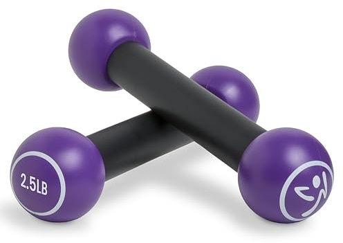 Zumba 2.5 lb Dumbbells Set of 2 - Hand Weights for Women, For Home Fitness Workout Excercise Weights Dumbbells Set, Purple