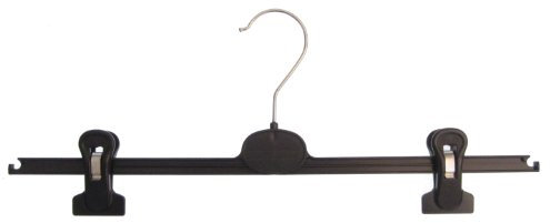 Hagspiel Lot de 20 cintres en plastique avec 2 pinces amovibles et solides Noir 40 cm