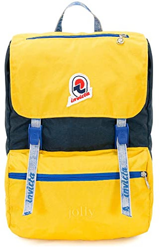 Invicta Rucksack, JOLLY VINTAGE Tagesrucksack, Lässiger Daypack, Für Büro, Ausflüge & Pendeln, Für Uni, Sport, Freizeit, 13'' Laptopfach, italienisches Design, gelb/blau