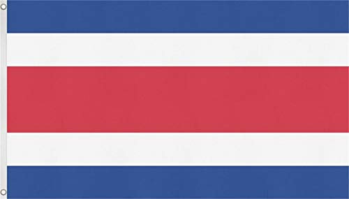 Fahne/Flagge mit zwei Metallösen zur Befestigung und zum Hissen - Größe 90 x 150 cm Farbe Costa Rica