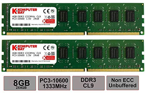 Komputerbay 8Go (2 X 4Go) DDR3 DIMM (240 broches) 1333Mhz PC3-10600/PC3-10666 9-9-9-25 1.5v