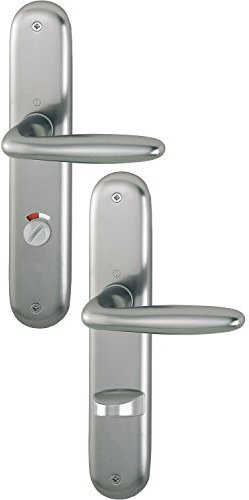 HOPPE 2x Drückergarnitur VERONA - auf Langschild WC Entfernung 90mm, für Türstärke 37-42mm, Edelstahl Effekt, Doppelpack