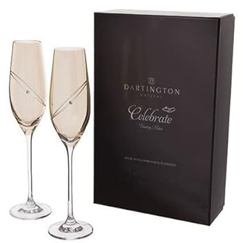 Dartington Crystal Glitz Celebration Gold Flutes, Set of 2 | Crystal Champagne Flute | 263mm | 210ml | Mark Any Special Occasion with a Touch of Glamour | Great for Celebrations