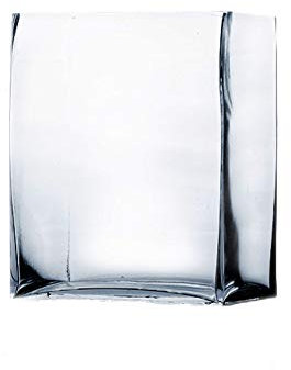 WGV Rechteckige Glasvase, Breite x Länge 5,1 cm x 12,7 cm, Höhe 15,2 cm, transparenter Blumen-Übertopf-Behälter, Votivkerzenhalter, Hochzeit, Party, Event, Heimbüro, Dekoration, 1 Stück