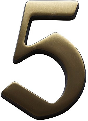 Alpertec Hausnummer 5 Bronze satiniert inklusive Schrauben und Dübeln, Höhe 120 mm, 35160050K1