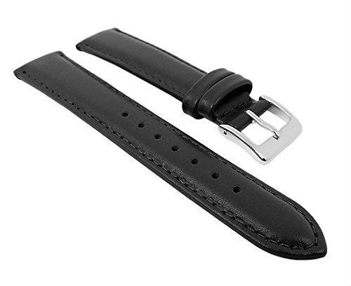 Herzog Uhrenarmband Seidenkalb Leder Band Schwarz 26711S, Stegbreite:18mm
