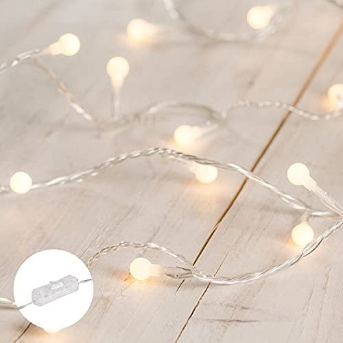 Lights4fun Indoor Berry String Fairy Lights 40 Warm White LEDs on Clear Cable 3.1m Plug in Rocker Switch