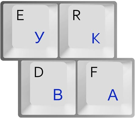 HQRP Russian/Ukrainian Cyrillic Keyboard Blue Stickers On Transparent Background for All PC/Desktops/Laptops/Notebooks/Computers