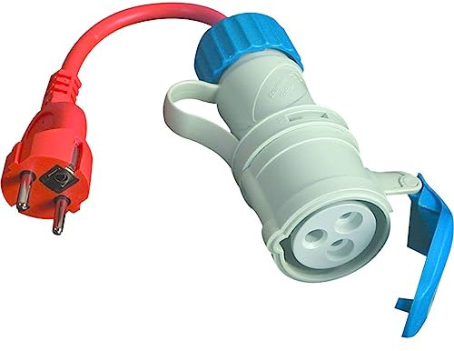 FANTON 92955 CARAVAN Adapter, CEE Adapter, Stecker DE-FR 3P 16A Steckdose 3P 16A 200-250V 6h IP44, Blau