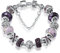 A TE® Bracciale Charm Viola Vetro Cristalli Catena Sicurezza Regalo #JW-B139