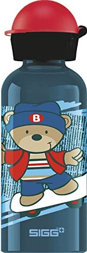 SIGG Skate Kinder Trinkflasche (0.4 L), schadstofffreie Kinderflasche mit auslaufsicherem Deckel, federleichte Trinkflasche aus Aluminium, Mehrfarbig