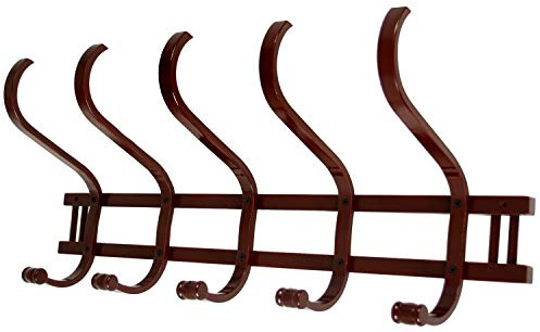 DRW Porte-manteau mural en bois avec cinq crochets doubles (72 x 31 x 21 cm), bois