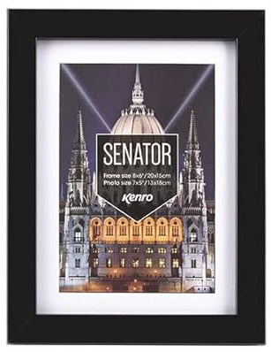Kenro Senator Black Wood Photo Frame 12x16 Inch / 30x40cm with White Mat for Photo 12x10 Inch / 25x30cm - SNF2530B