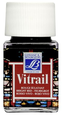 Lefranc & Bourgeois, Vitrail glass paint, translucent and ageing resistant., Feurigrot, Glasmalfarbe - 50ml Topf