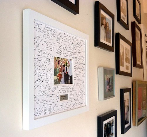 Wedding Guest Book Frames Personalised WHITE - Contemporary alternative to the traditional guest book (White-White-Landscape)