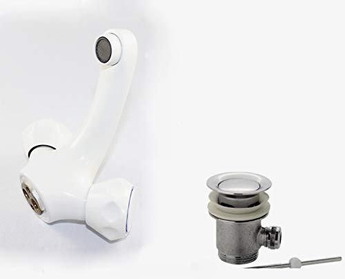 Waschtischarmatur Waschbeckenarmatur Wasserhahn Zweigriffmischer weiß