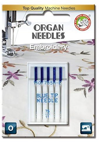 Organ Needles 5507075BL Maschinennadeln, Blau/Silber, 75/11 Größe, 5