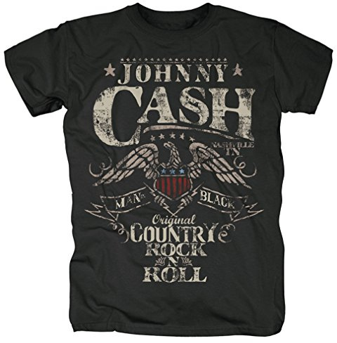Johnny Cash Herren Band T-Shirt - Rock n Roll, Schwarz, L