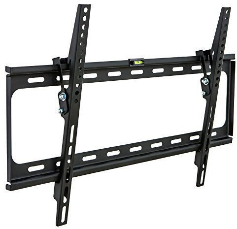tectake® 401164 TV Wandhalterung neigbar für Flachbildschirme bis VESA 600x400, 81 cm (32 Zoll) bis 254 cm (100 Zoll) Wandabstand nur 27 mm, belastbar bis 120 kg, schwarz