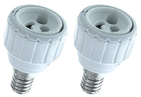 LEDLUX 2 Pezzi Convertitore Adattatore Portalampada Per Lampada Attacco Da E14 a GU10