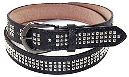Trimming Shop Womens Leather Waist Belt for Ladies Dresses, Garments with Three Row Punk Rock, Pyramid Rivet Studs and Fashion Wear Accessory, Medium
