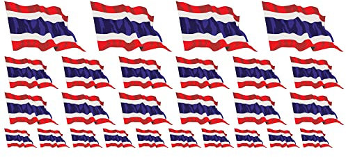 Set di mini bandierine - Thailandia - adesivi - per auto, ufficio e casa, Set of 26 - agitando