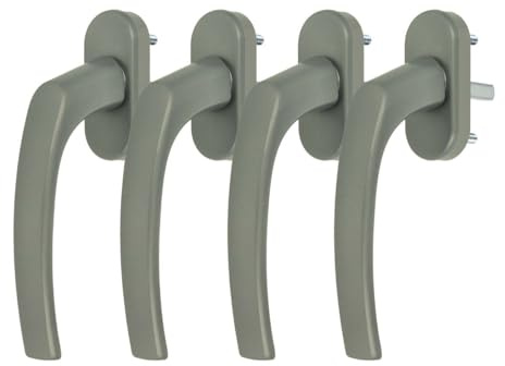 4 x Alu Fenstergriff in Dunkelsilber F9 - Stiftlänge 45mm