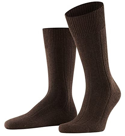 FALKE Herren Socken Lhasa Rib M SO Wolle Kaschmir einfarbig 1 Paar, Braun (Brown 5930), 39-42