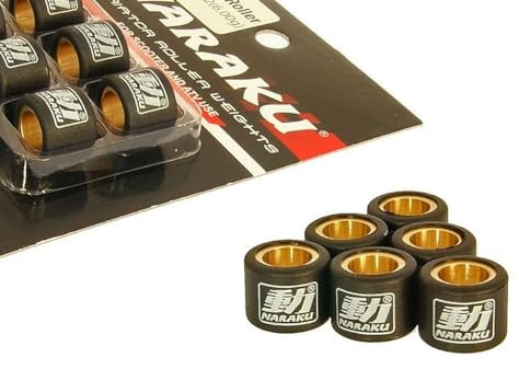 Variomatikgewichte Naraku HD Heavy Duty 15x12mm - 9,0g | Variomatikrollen-Set mit 6 Stück; Größe 15x12mm, Gewicht 9,00g; mit PTFE-Anteil im Außenmantel und gerändeltem Innenring