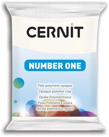 CERNIT CE0900056027C - Un Pain de Pâte Polymère Number one - Pâte à Modeler à Cuire - Couleur blanc opaque - Bloc de 56 g