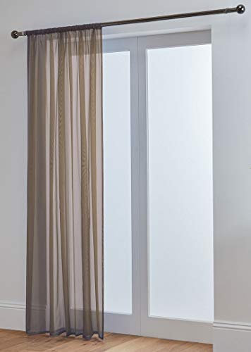 John Aird Lucy Woven Voile Slot Top Curtain Panels (Mocha, 58 Wide x 48 Drop)