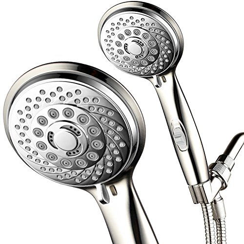 HotelSpa® 7-Setting Ultra-Luxury Handheld Shower-Head with Patented On/Off Pause Switch (Brushed Nickel/Chrome) by HotelSpa