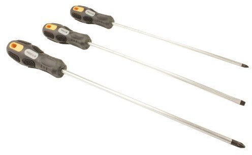 SPARES2GO Extra Long Reach Hardened Magnetic Tip Phillips and Slotted Screwdriver Set (3 Piece, 25cm)