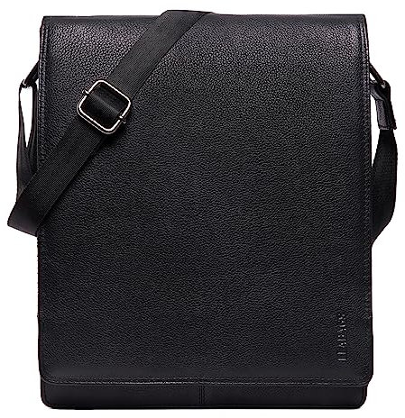 LEABAGS Leder Messenger Bag, London Vintage Herren Umhängetaschen, Echtleder Aktentasche Laptoptasche bis 13 Zoll, Umhängetasche mit Schultergurt Arbeitstasche Herren Lehrertasche
