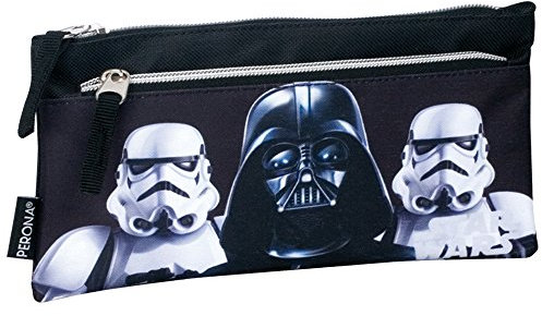 Star Wars Darth Vader und Stormtrooper Schatten Bleistift-Federmäppchen mit Zwei Taschen (schwarz)