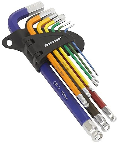 Sealey Premier 9pc Anti-Slip Long Ball-End Allen Key Hex Set - AK7190